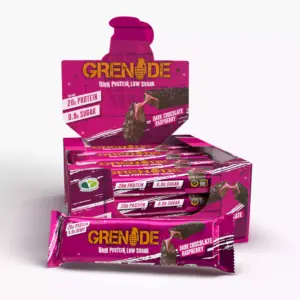 Grenade Protein Bar 60G (12 Bar) - Dark Chocolate Raspberry جرينيد بروتين بار 60غ (12 بار) - توت و شوكولاته